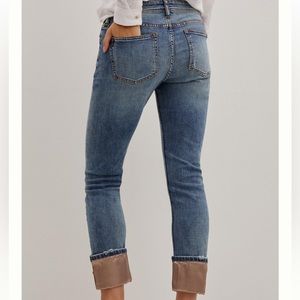 Anthropologie Pilcro High-Rise Satin-Trimmed Straight Jeans